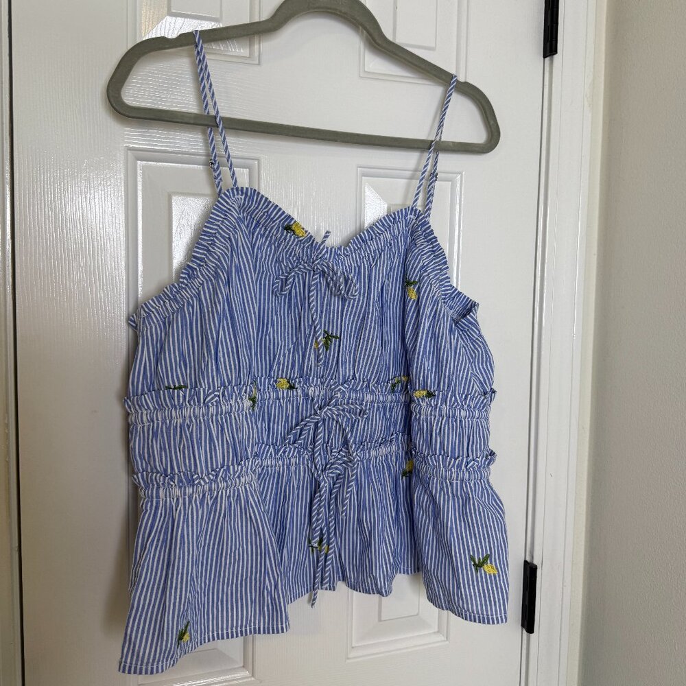 Blue striped lemon top